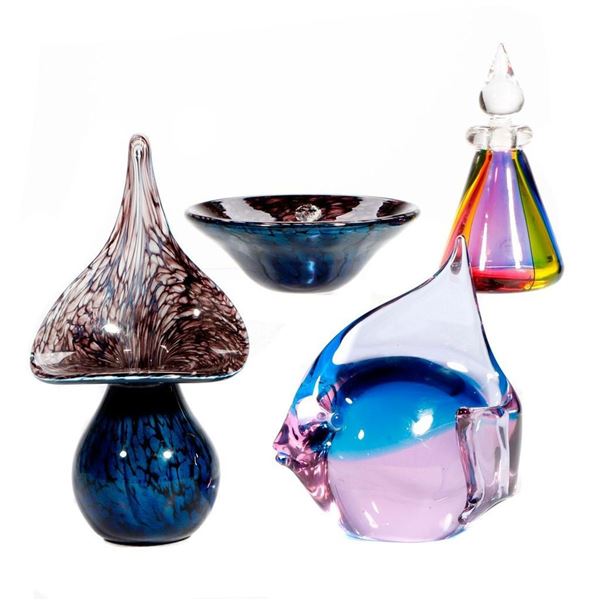 Collection of Four Art/Murano Glass Objects.