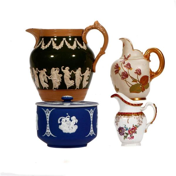 A Wedgwood Dish, with Three Pitchers.