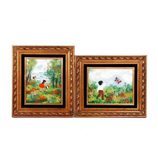 Group of Four Artworks of Children.