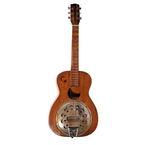 Folk Art Decorated Resonator Guitar.