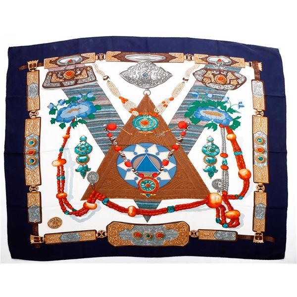 Hermes Paris "Tibet" Silk Scarf.