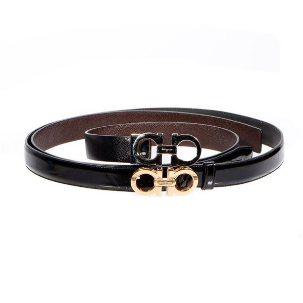 Two Salvatore Ferragamo Gancini belts.