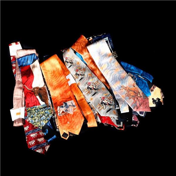 Group of 18 Western Theme Silk Ties.
