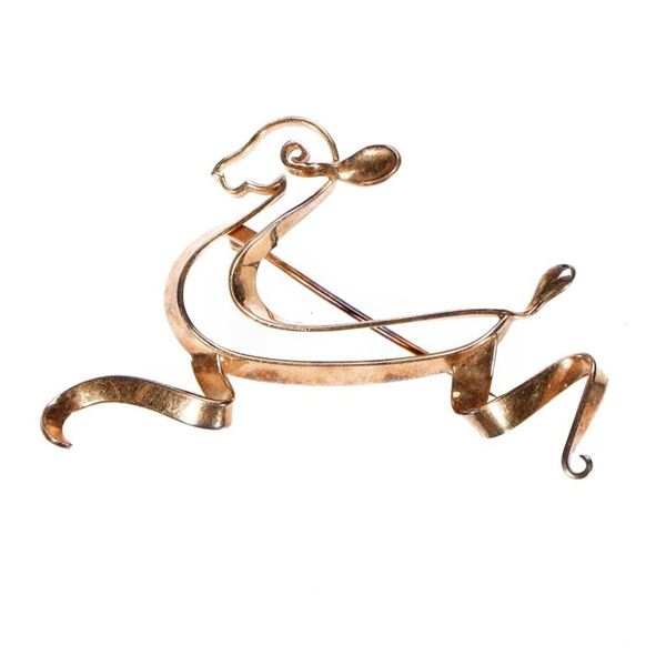 Tiffany & Co. 14k gold deer brooch.
