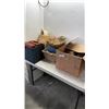 Image 1 : LOT OF WICKER AND WOVEN BASKETS, HAMPERS, TRAYS, PLANTERS