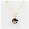 Image 3 : 10KT. YELLOW GOLD 5.6MM X 6MM NATURAL SMOKY QUARTZ (0.45CTS) & MOONSTONE HEART PENDANT WITH STERLING