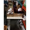 Image 1 : 2 BOXES OF RED GLASS VASES, WHITE CERAMIC PITCHER, PLATTER, DECORATIVE BOWLS