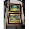Image 2 : EASTERN STITCHED ART, 2 GILT FRAMED PAINTINGS AND VINTAGE GLASS SERVING TRAY