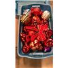Image 2 : TOTE AND BOX OF 6" DIAMETER ORNAMENTS AND ARTIFICIAL FOLIAGE