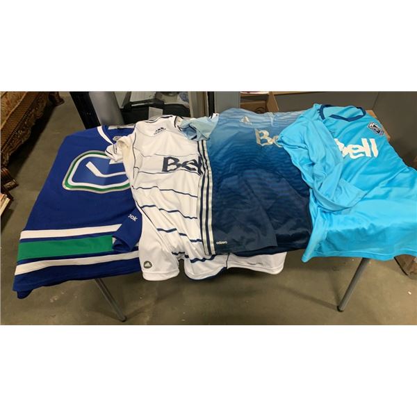 KESSLER SIZE LARGE CANUCKS JERSEY AND WHITE CAPS JERSEYS