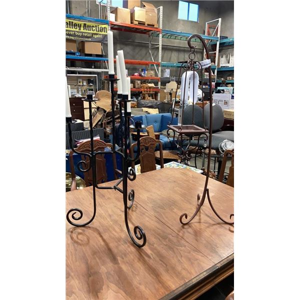 CANDELABRA AND HANGING CANDLE STAND