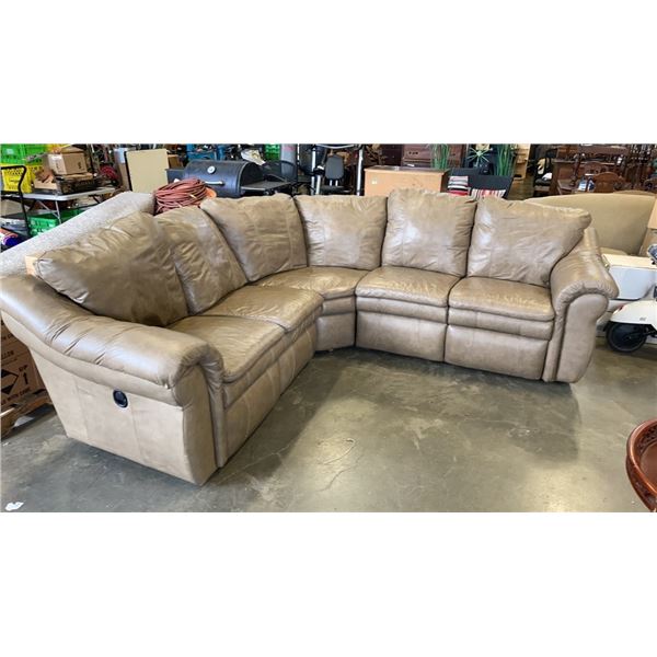 LEATHER 3 PIECE RECLINING SECTIONAL SOFA