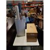 Image 1 : BOX OF WRAPPING PAPER AND WOOD TRUNK 23" X 11" X12"