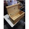 Image 2 : BOX OF WRAPPING PAPER AND WOOD TRUNK 23" X 11" X12"
