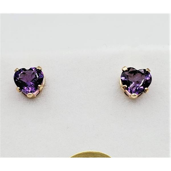 10KT. YELLOW GOLD 5MM NATURAL AMETHYST EARRINGS, 0.88CTS, W/A $375.00