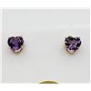 Image 1 : 10KT. YELLOW GOLD 5MM NATURAL AMETHYST EARRINGS, 0.88CTS, W/A $375.00