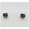Image 2 : 10KT. YELLOW GOLD 5MM NATURAL AMETHYST EARRINGS, 0.88CTS, W/A $375.00