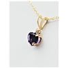 Image 3 : 10KT. YELLOW GOLD 5MM NATURAL AMETHYST (0.88CTS) & WHITE SAPPHIRE HEART PENDANT WITH STERLING SILVER