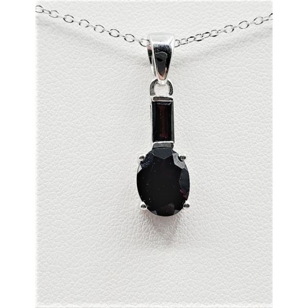 STERLING SILVER NATURAL GARNET PENDANT WITH STERLING SILVER CHAIN, 1.75CTS, W/A $285.00