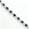 Image 2 : STERLING SILVER 4MM X 3MM NATURAL SAPPHIRE & CZ BRACELET, 21 SAPPHIRE (4.2CTS), W/A $1500.00