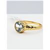 Image 2 : STERLING SILVER YELLOW GOLD TONE PLATED 6.45MM BEZEL SET NATURAL BLUE TOPAZ TOPAZ RING, 1.25CTS, W/A