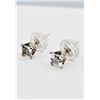 Image 2 : 14KT. WHITE GOLD 3MM X 3MM NATURAL AQUAMARINE EARRINGS, 0.26CTS, W/A $465.00