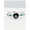 Image 1 : STERLING SILVER 7MM NATURAL MYSTIC QUARTZ (1.24CTS) & EMERALD (0.10CTS) COCKTAIL RING, W/A $365.00, 