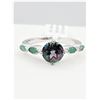 Image 2 : STERLING SILVER 7MM NATURAL MYSTIC QUARTZ (1.24CTS) & EMERALD (0.10CTS) COCKTAIL RING, W/A $365.00, 