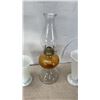 Image 8 : 2 ART GLASS DISHES, OIL LAMP AND 2 MILK GLASS VASES