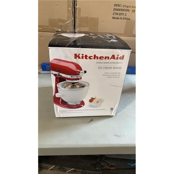 KITCHENAID STAND ICE CREAM MAKER MIXER ATTACHMENT, RETAIL $99