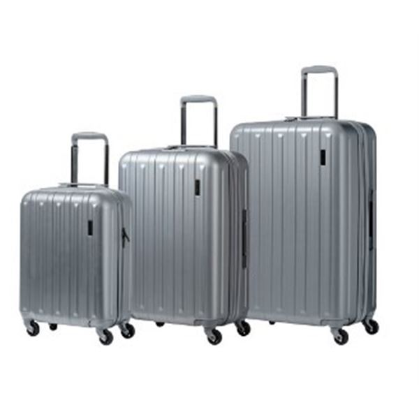 AS NEW CHAMPS 3PC COMBINATION LOCK SUITCASE SET 28"/24"/20", RETAIL $799