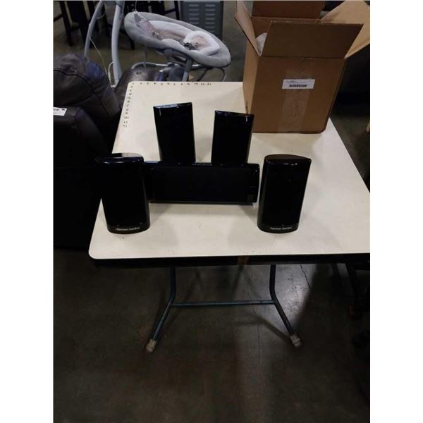 5 HARMAN KARDON HKTS SPEAKERS - 4 SAT, ONE CENTER