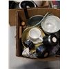 Image 2 : 2 BOXES OF POTTERY, VINTAGE GLASSWARE AND HOME DECOR