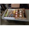 Image 1 : 2 TRAYS OF CHINA, COLLECTIBLES MID CENTURY HOLT HOWARD ROOSTER DISHES, CARLTON WARE AND SALT AND PEP