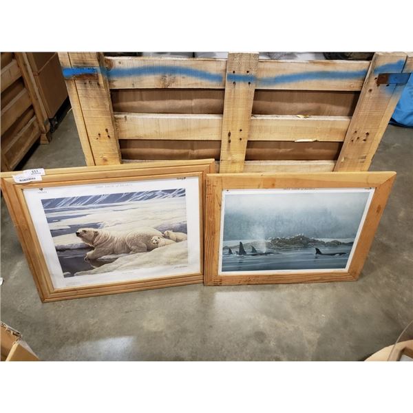 2 FRAMED ROBERT BATEMAN SHOW OF HEARTS PRINTS