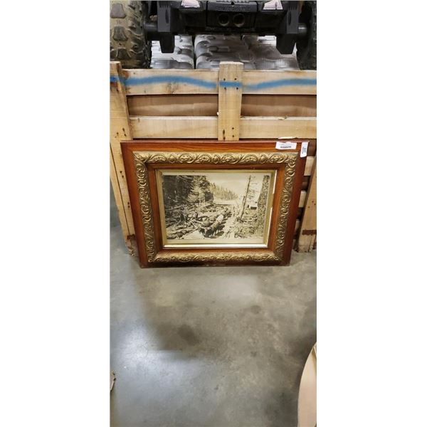 VINTAGE FRAMED LOGGING PHOTOGRAPH