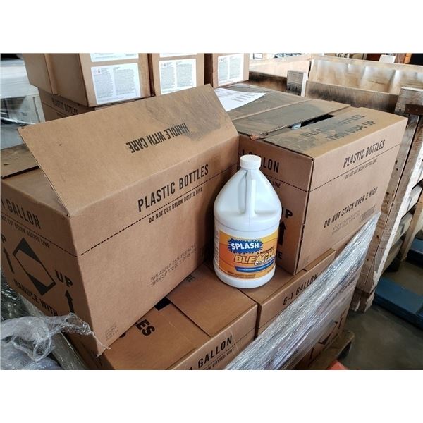 2 NEW CASES OF 6 US GALLON BOTTLES SPLASH HOUSEHOLD BLEACH CLEANER - 12 BOTTLES, 12 GALLONS TOTAL