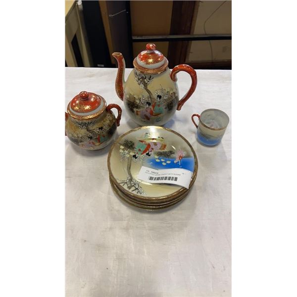 OCCUPIED JAPAN TEAPOT WITH SUGAR JAR, PLATES  AND CUP