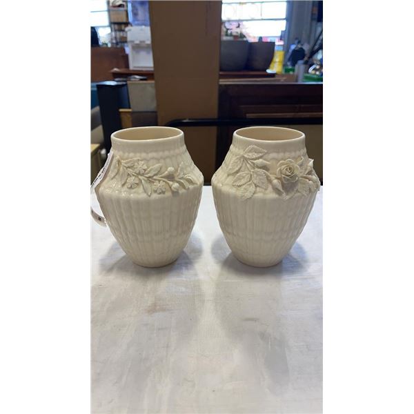 2 IRISH BALEEK VASES