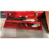 Image 2 : BOX AND TOOLBOX WITH TOOLS, TORUBLE LIGHT, EXTENTION CORD