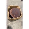 Image 3 : 2 BOXES AND BIN OF SANDING DISCS, AIR HOSES AND STEEL TOE SIZE NINE BOOTS