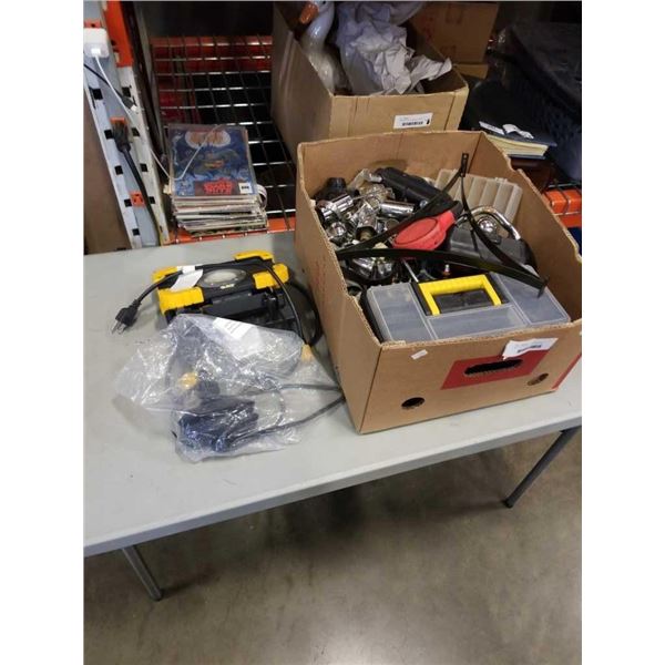 BOX OF TOOLS AND SHOP SUPPLIES