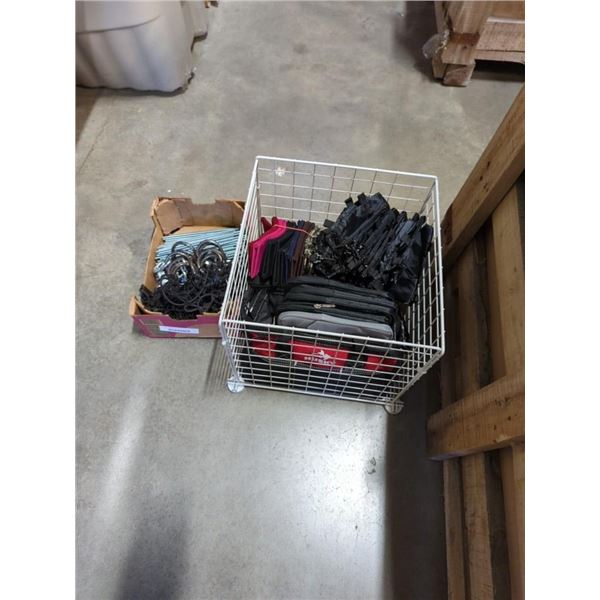 CAGE OF NEW BAGS AND BOX OF 1/4" READY ROD AND ZINC S HOOKS