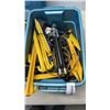 Image 2 : 2 SMALL TOTES OF TOOLS, DRILL BITS, WRENCHES, BUNGEE CORDS
