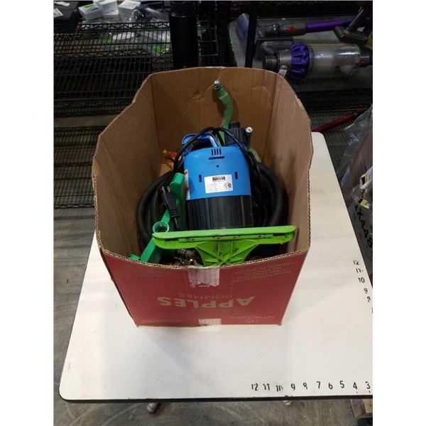 BOX OF GARDEN HOSE AND 4 SPRINKLERS