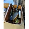 Image 2 : 3 BOXES OF COOKWARE SERVING PIECES AND UTENSILS