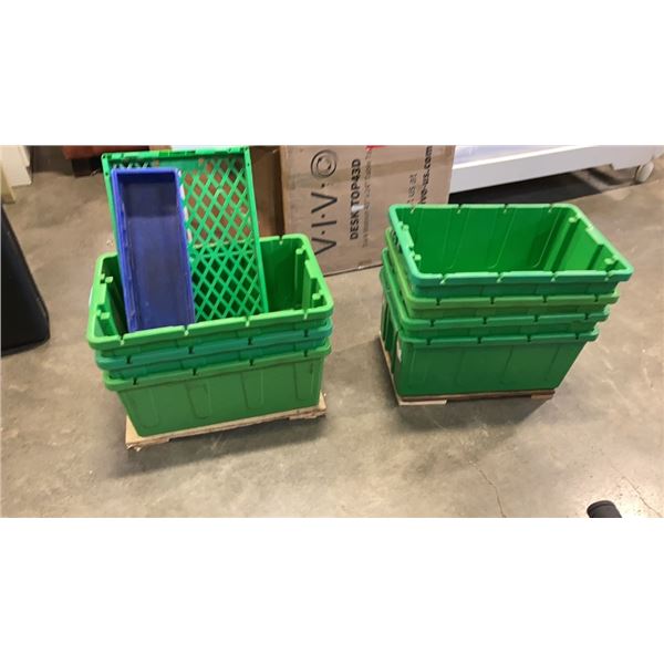 7 STACKING TOTES WITH PARTS BIN AND TRAY