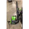 Image 3 : GREENWORKS COMBO CORDLESS BACK PACK BLOWER AND LAWN MOWER AS FOUND NO BATTERY OR CHARGER