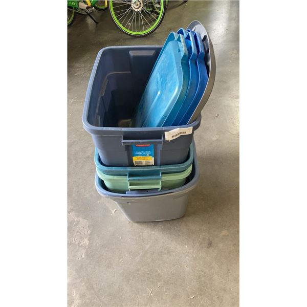 5 TOTES WITH 4 LIDS