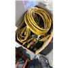 Image 2 : BOX AND TRAY OF EXTENTION CORDS, TROUBLE LIGHT, AIR CHISEL AND BITS